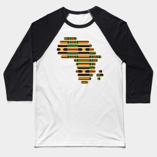 Kente, Africa Map with Stripes, Ghana Pattern Baseball T-Shirt